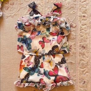 Colorful Butterfly Print Kids Romper